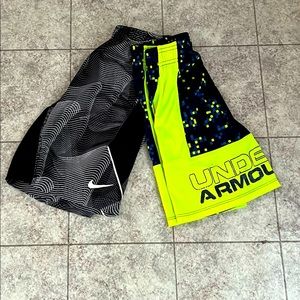 Boys Nike and Under Armour shorts size 6.